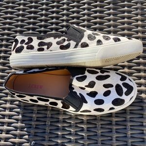 J. CREW FACTORY Snow Leopard Calf Hair Slip Ons